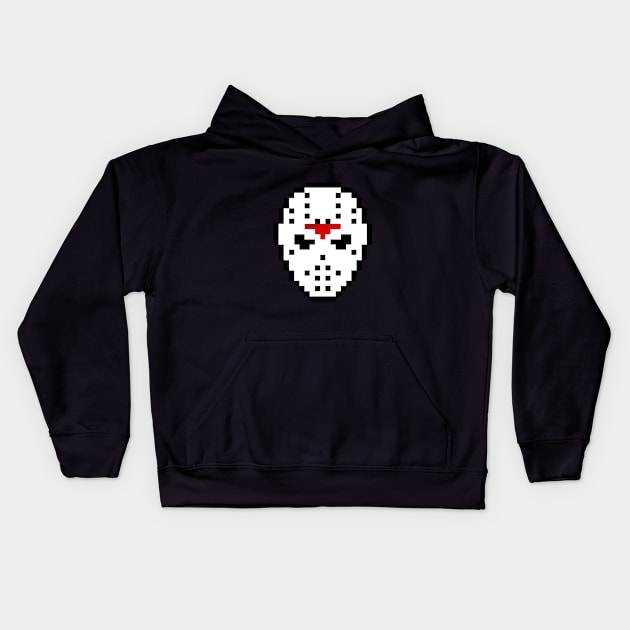 Pixeled JV Hockey Mask Kids Hoodie by skullsntikis